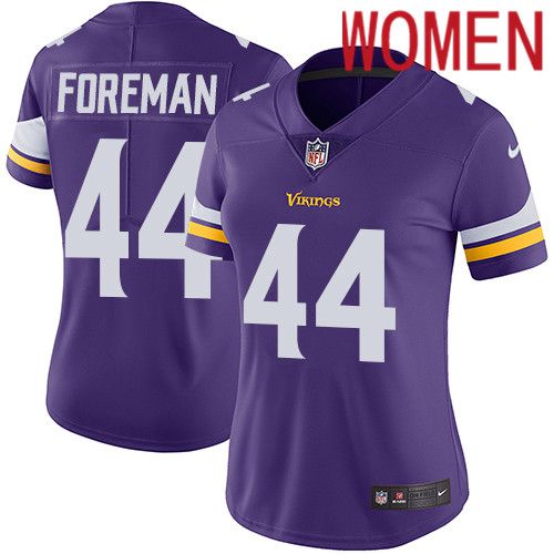 Women Minnesota Vikings #44 Chuck Foreman Nike Purple Vapor Limited NFL Jersey->women nfl jersey->Women Jersey